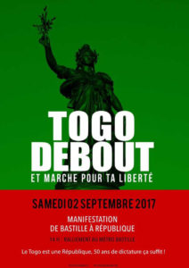 Appel à manifester à Paris : Togo Debout Et Marche pour Ta Liberté !