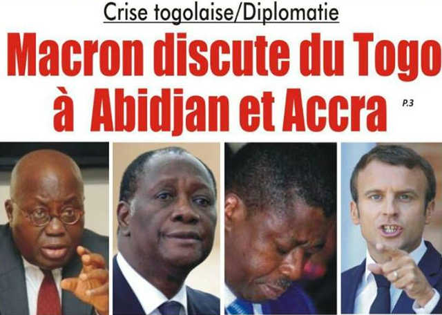 Crise politique/Diplomatie : Macron discute du Togo à Abidjan et Accra.