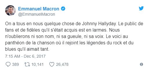 Emmanuel Macron assistera à l'enterrement de Johnny Hallyday