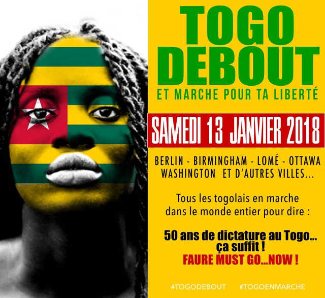 13 janvier 2018 : Les Togolais manifestent partout dans le monde…contre Faure !
