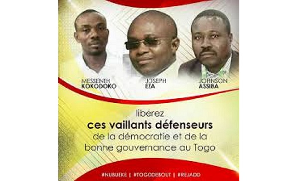 Pétition pour demander la libération de Messenth KOKODOKO, Joseph EZA et Assiba K. JOHNSON                                                                             20 août 2018