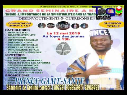 PRINCE GAMT-SANTÉ donne les couleurs du séminaire qui se tiendra à kpalimé dimanche 12 mai 2019