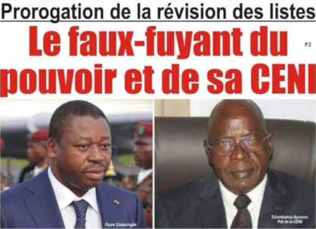 Togo, Prorogation de la révision des listes électorales : Le Faux-fuyant du pouvoir et de sa CENI