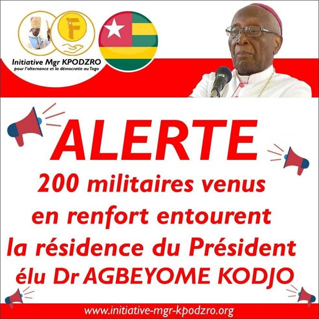 Alerte : la maison d’Agbéyomé encerclée par des militaires venus en renfort cette nuit