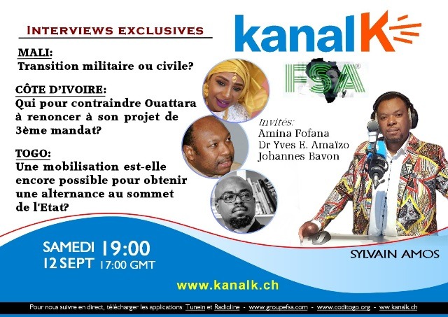 Fenetre sur l’Afrique du 12 septembre 2020 sur radio Kanal K en Suisse