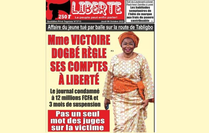 A Togolese newspaper suspended with a heavy fine