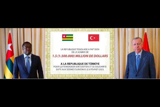 Togo donne 1.5 million dollars Turquie